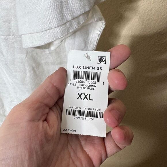 Club Room Luxury Linen Shirt Mens XXL White Button Up Short Sleeve Linen NWT - Picture 3 of 7